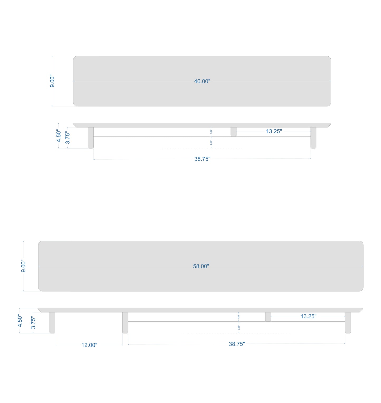 58" and 46" Desk Shelf with Undershelf | Dual Monitor Stand | Large Working Station | Riser