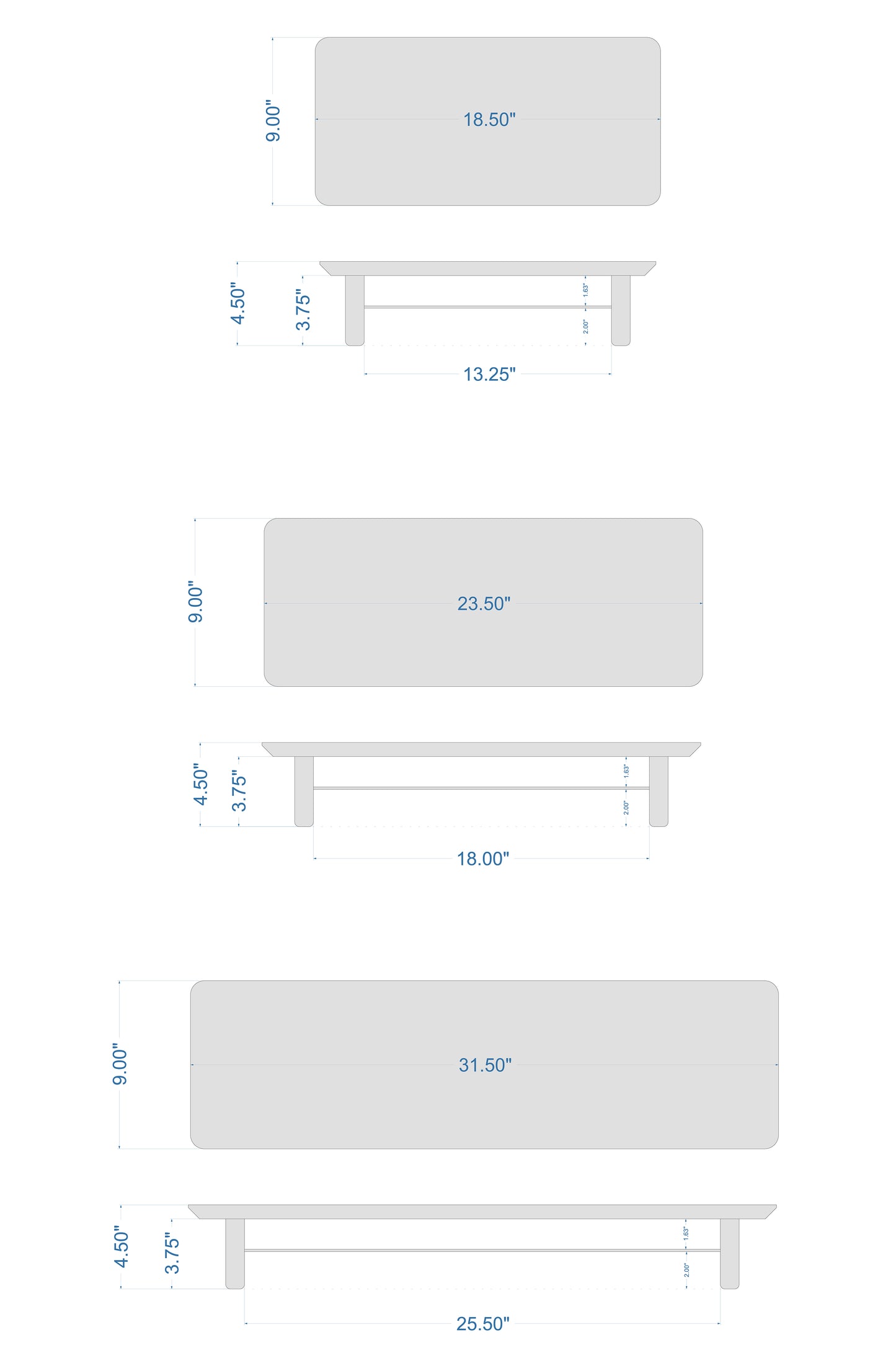 18.5" and 23.5" Desk Shelf with Undershelf | Monitor Stand | Small Working Station | Risers