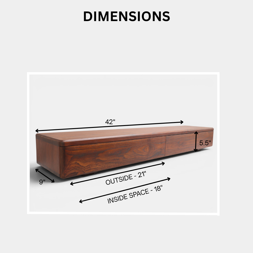 Deskvue Teakwood Monitor Stand | 2 Drawer with Cork Inserts | Workspace and Gaming Setup Organizer | No Assembly Required | Japanese Craftsmanship inspired |