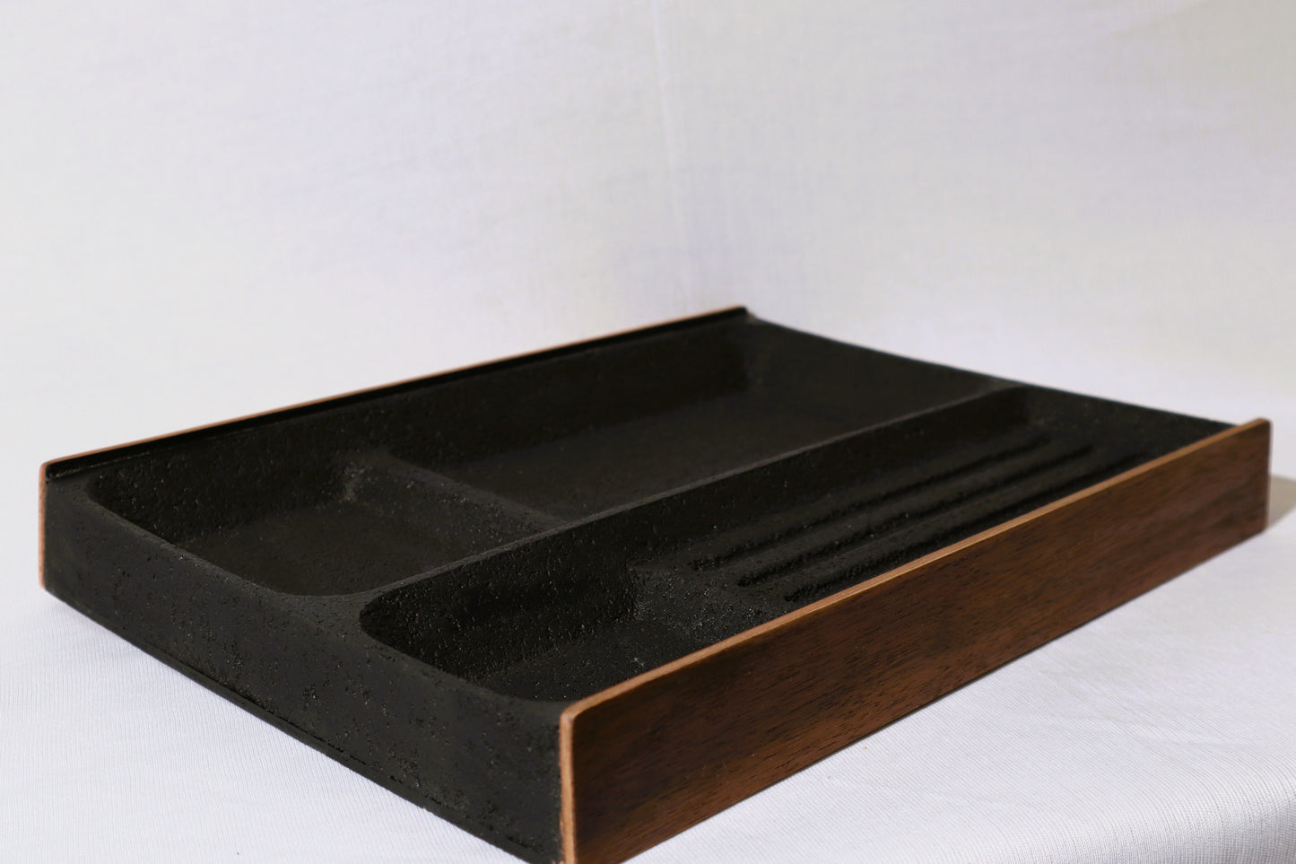 DeskVue Clutter Free Desk Tray | Desk Organizer | Desk Space Drawer | Handmade Desk Storage | Catch All-Tray | Minimalist | Aluminium | Wood
