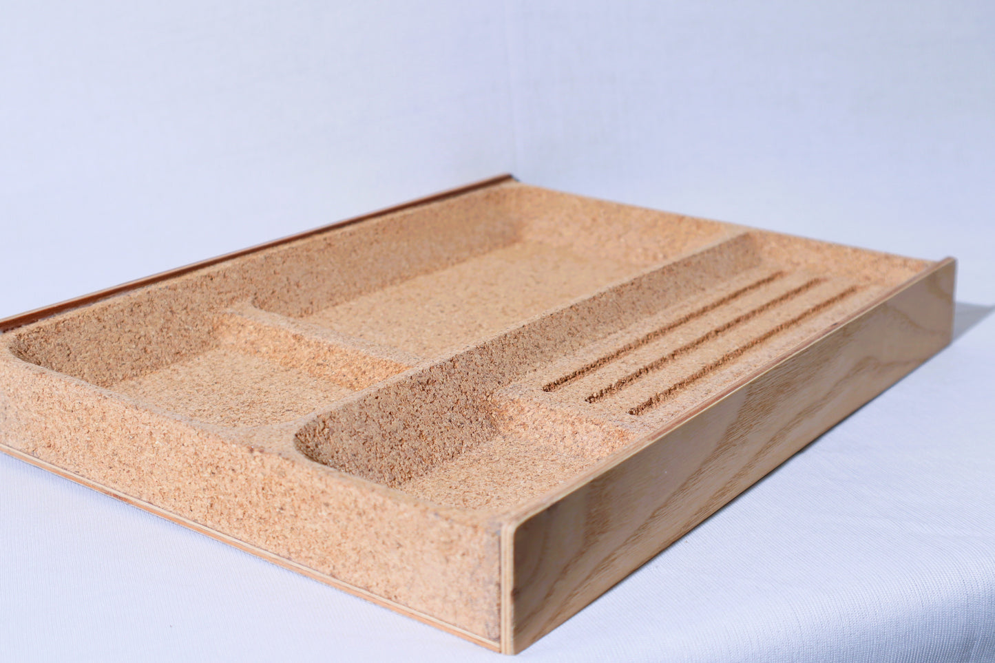 DeskVue Clutter Free Desk Tray | Desk Organizer | Desk Space Drawer | Handmade Desk Storage | Catch All-Tray | Minimalist | Aluminium | Wood