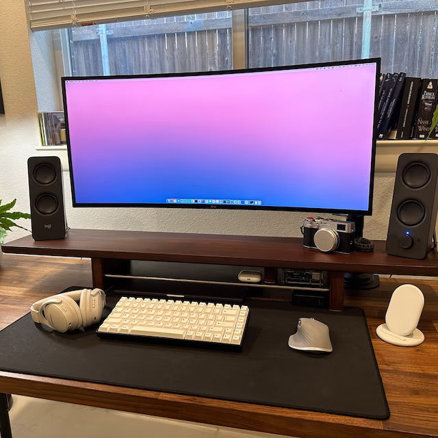 46", 36", 42", 30" Solidwood Desk Lift for dual or single monitors | Handmade engraved metal plate | Wooden display risers | Office Decor