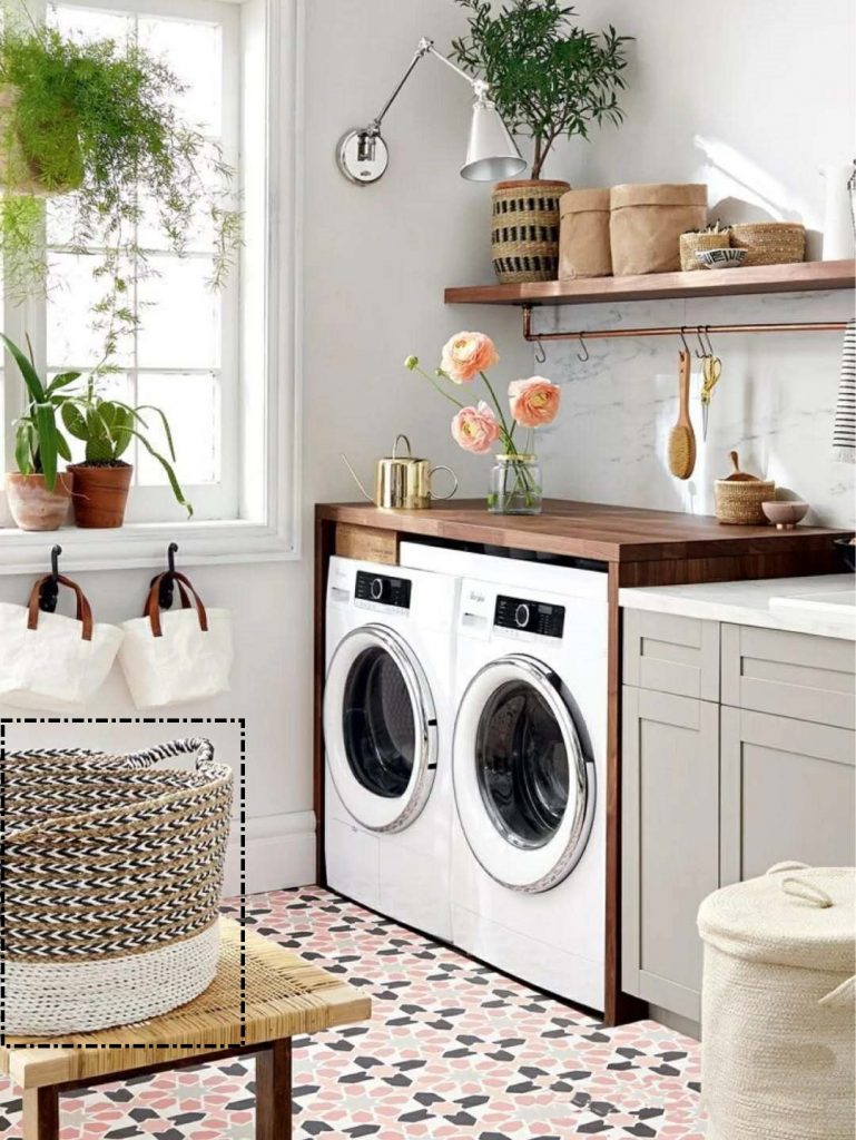 DeskVue Washing Machine Rack, Modern Laundry Furniture, Living Room