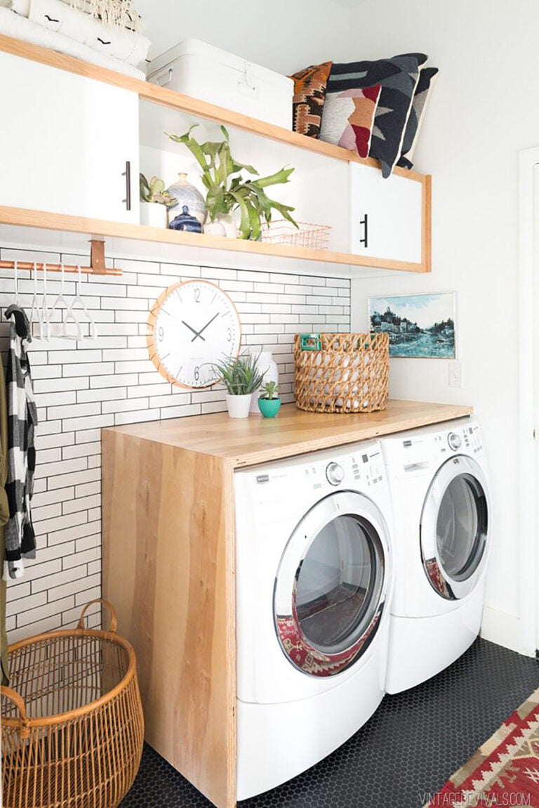 DeskVue Washing Machine Rack, Modern Laundry Furniture, Living Room
