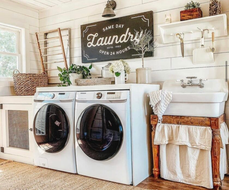 DeskVue Washing Machine Rack, Modern Laundry Furniture, Living Room