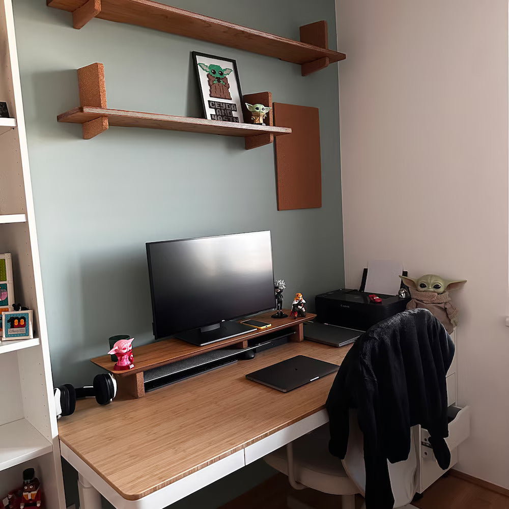Desk Wall-Shelf | Desk Front Shelf | Wall Art | Wooden Brackets and Aluminum Supports | Handcrafted Wall Decor | Living Room Book Shelf