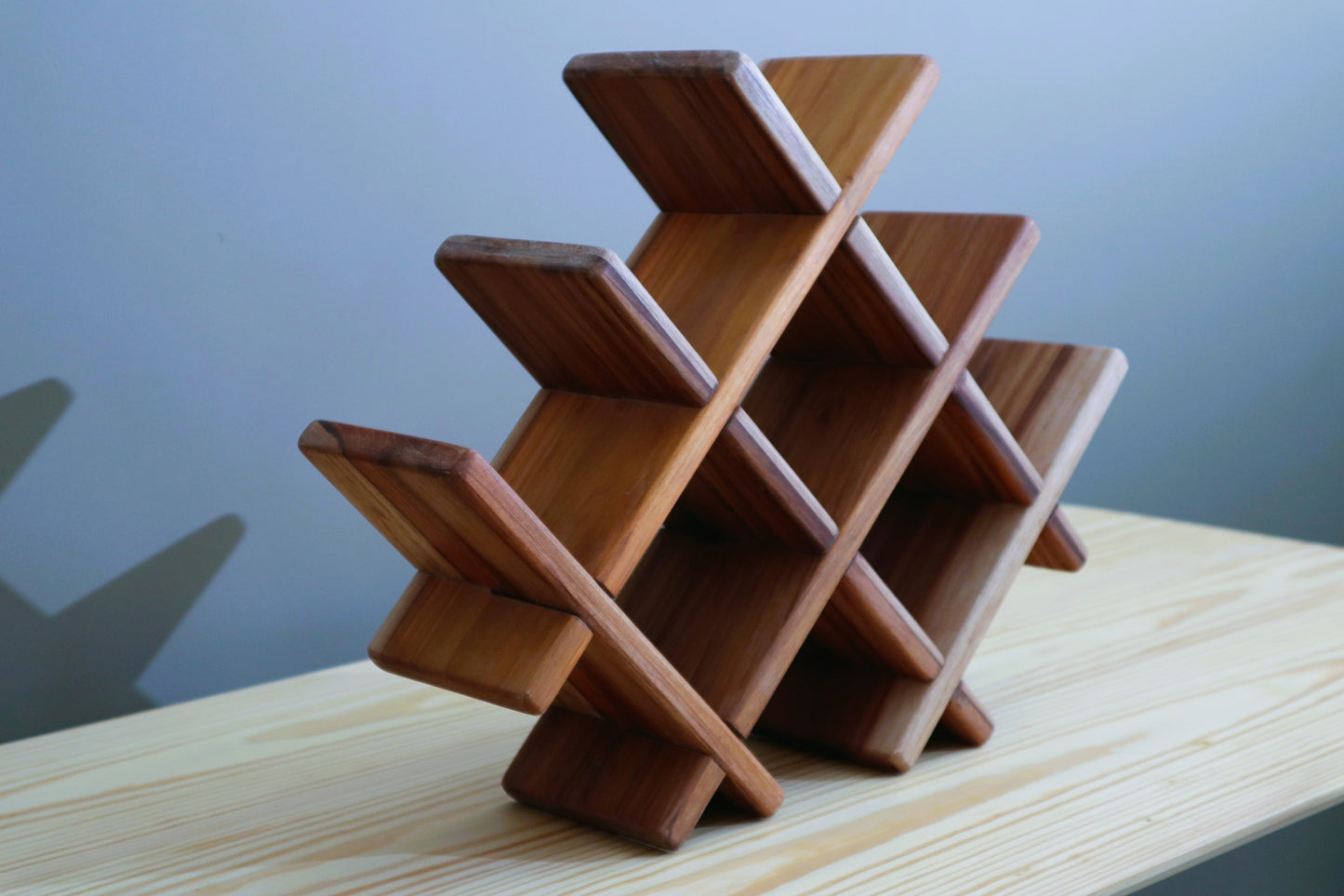 DeskVue Solid Wood Wine Rack, Handmade gift, Wine holder