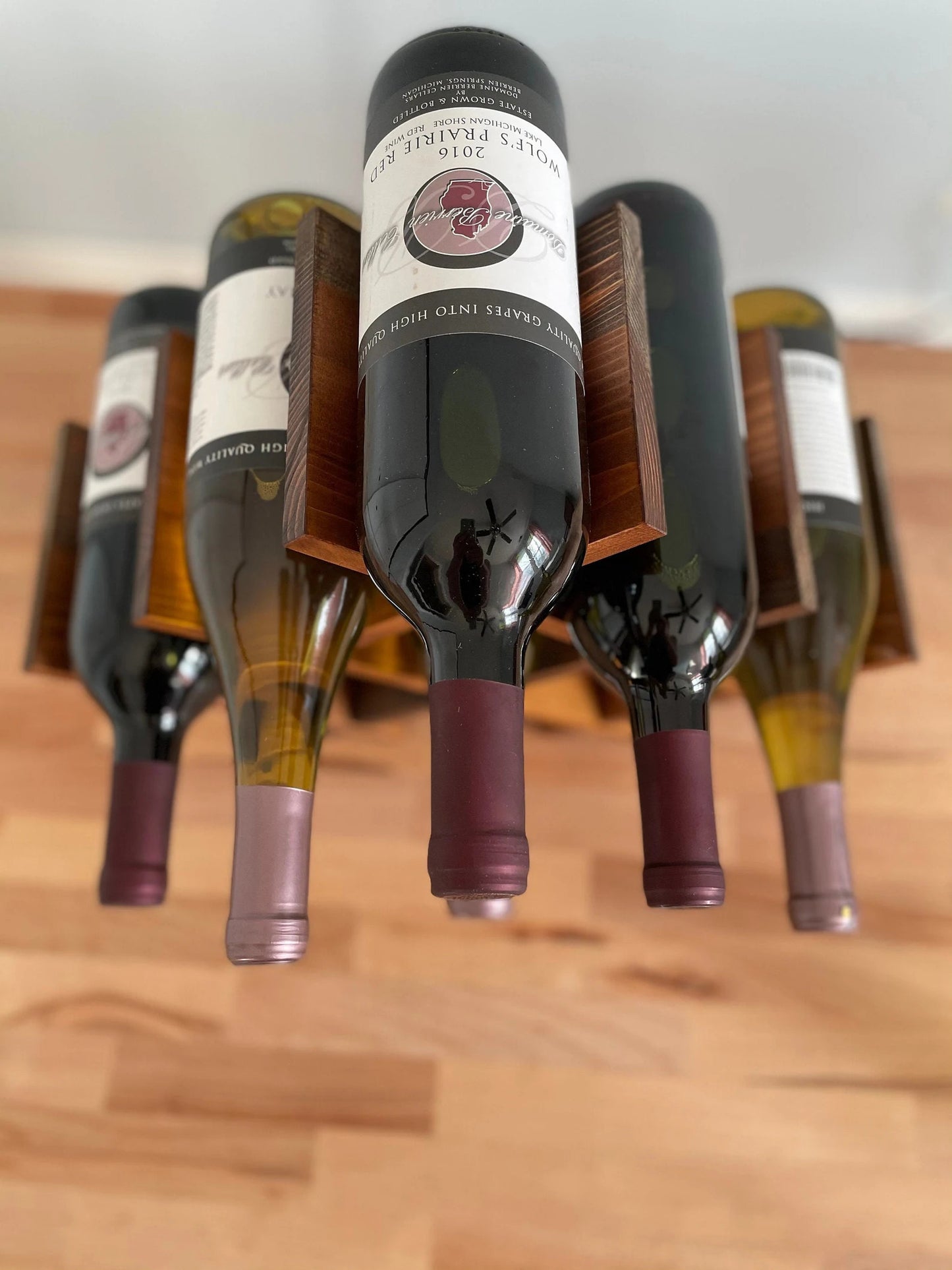 DeskVue Solid Wood Wine Rack, Handmade gift, Wine holder