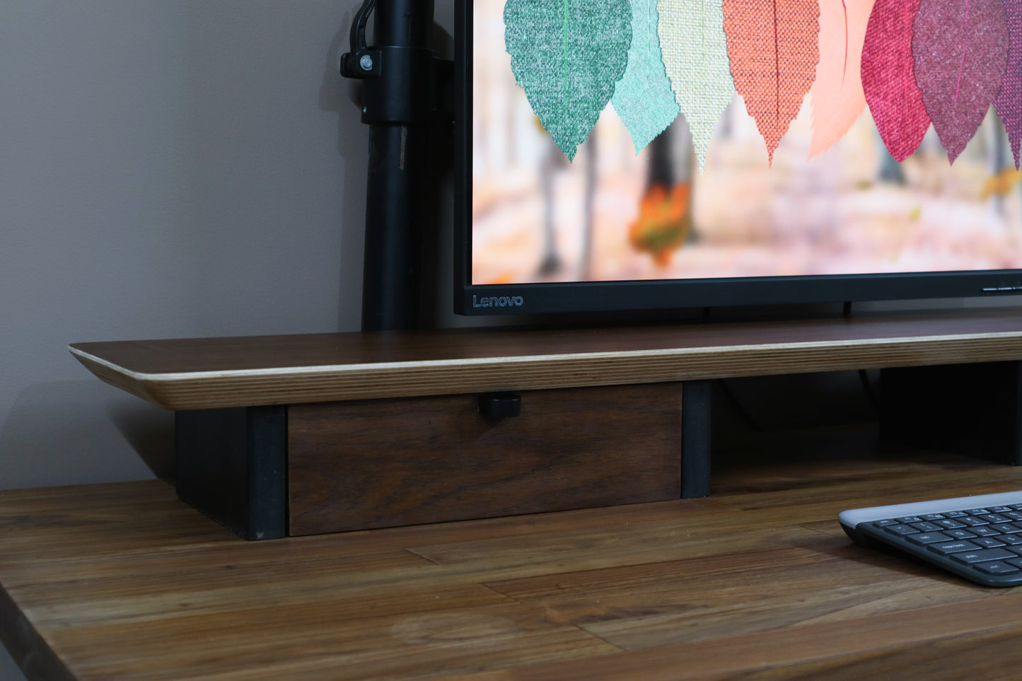 46" and 36" Monitor Riser with inbuilt Modular Drawers | Wooden Legs | Large and Small Monitor Shelf | Office Desk Storage Organization |
