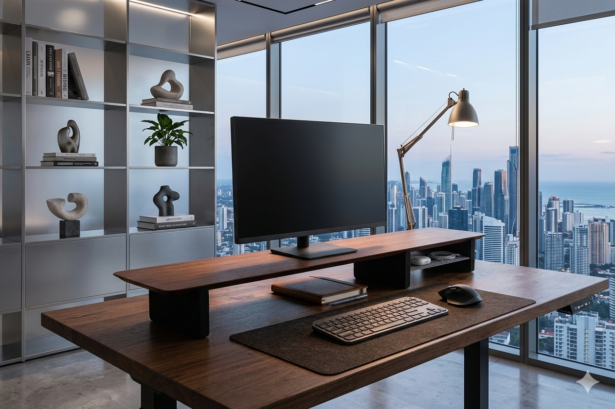 36" and 42" Desk Shelf with Undershelf | Monitor Stand | Medium Working Station | Risers
