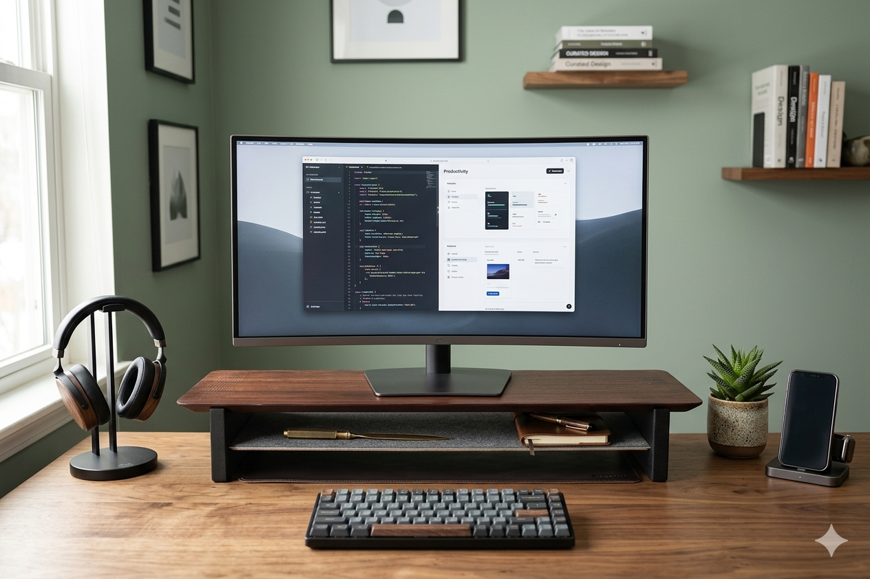 36" and 42" Desk Shelf with Undershelf | Monitor Stand | Medium Working Station | Risers