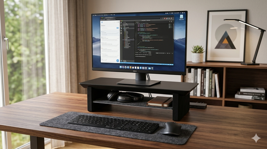18.5" and 23.5" Desk Shelf with Undershelf | Monitor Stand | Small Working Station | Risers