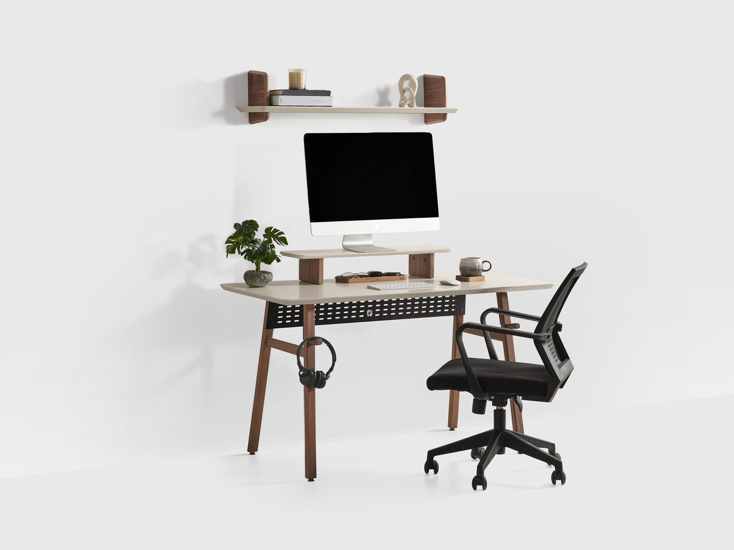 Solid Wooden Writing Desk Setup