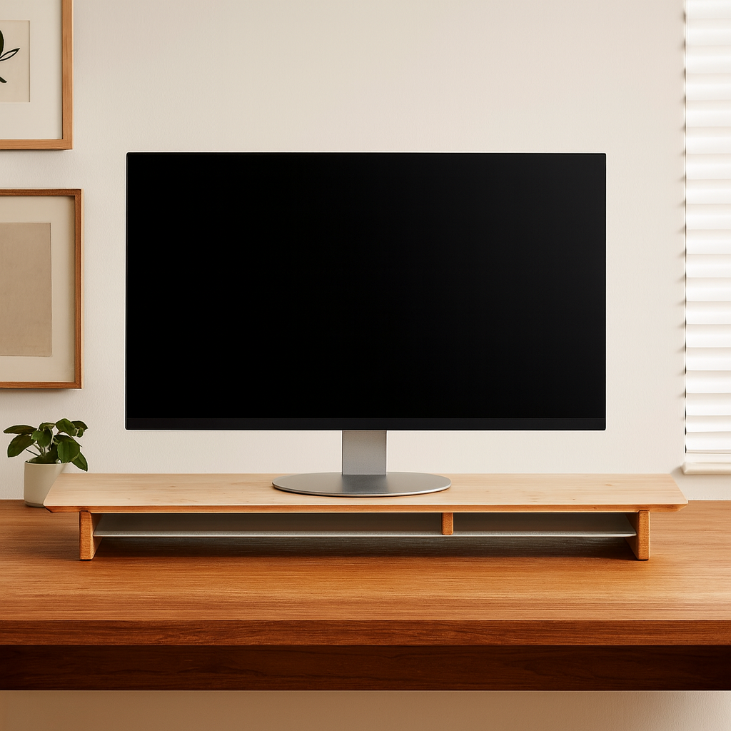 58" and 46" Desk Shelf with Undershelf | Dual Monitor Stand | Large Working Station | Riser