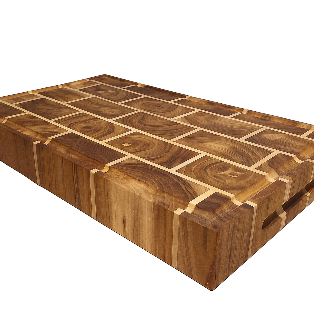 End Grain Teak Cutting Board | Butcher Block with Juice Groove
