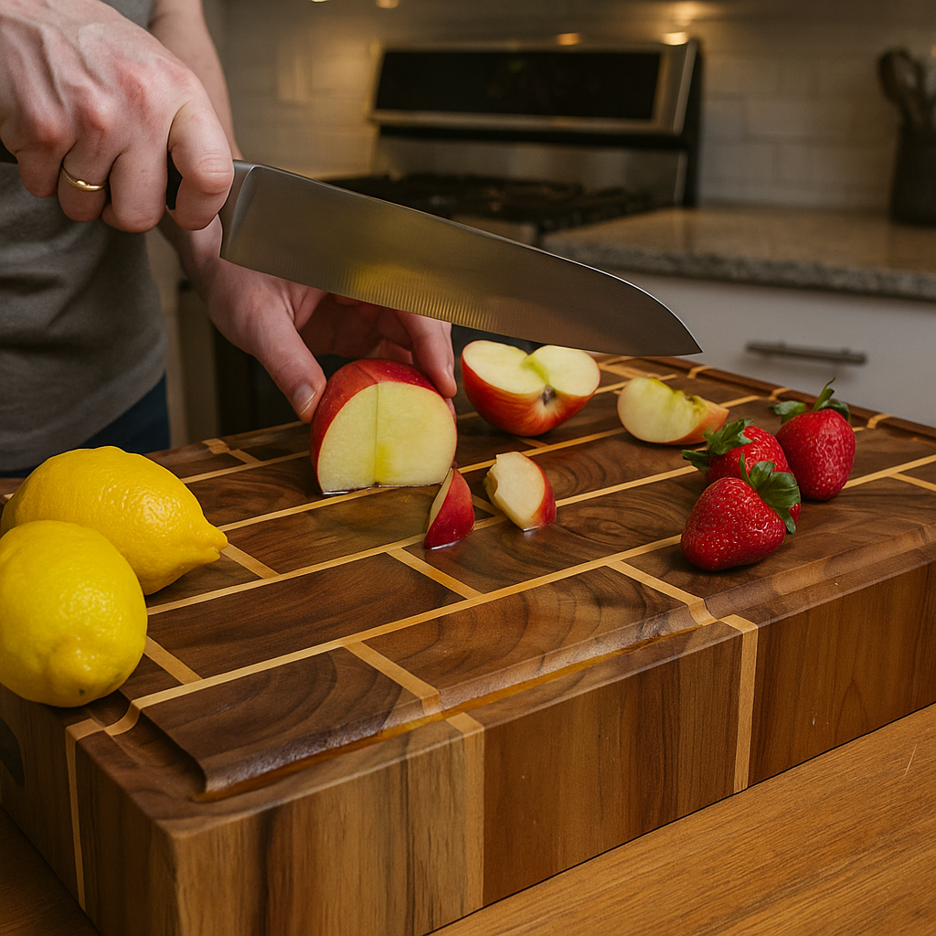 End Grain Teak Cutting Board | Butcher Block with Juice Groove