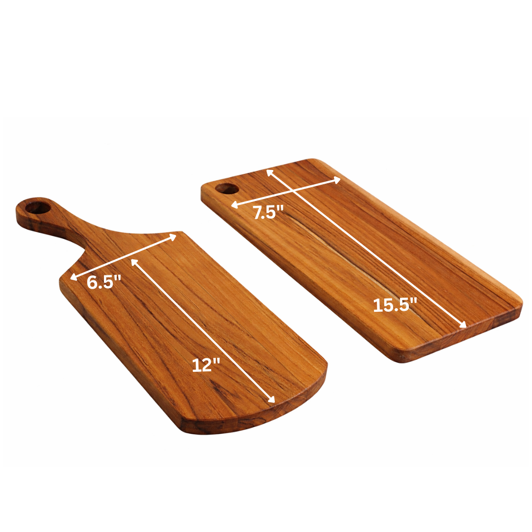 Solid Teak Cutting Board with Handle | Handmade Kitchen Chopping Board