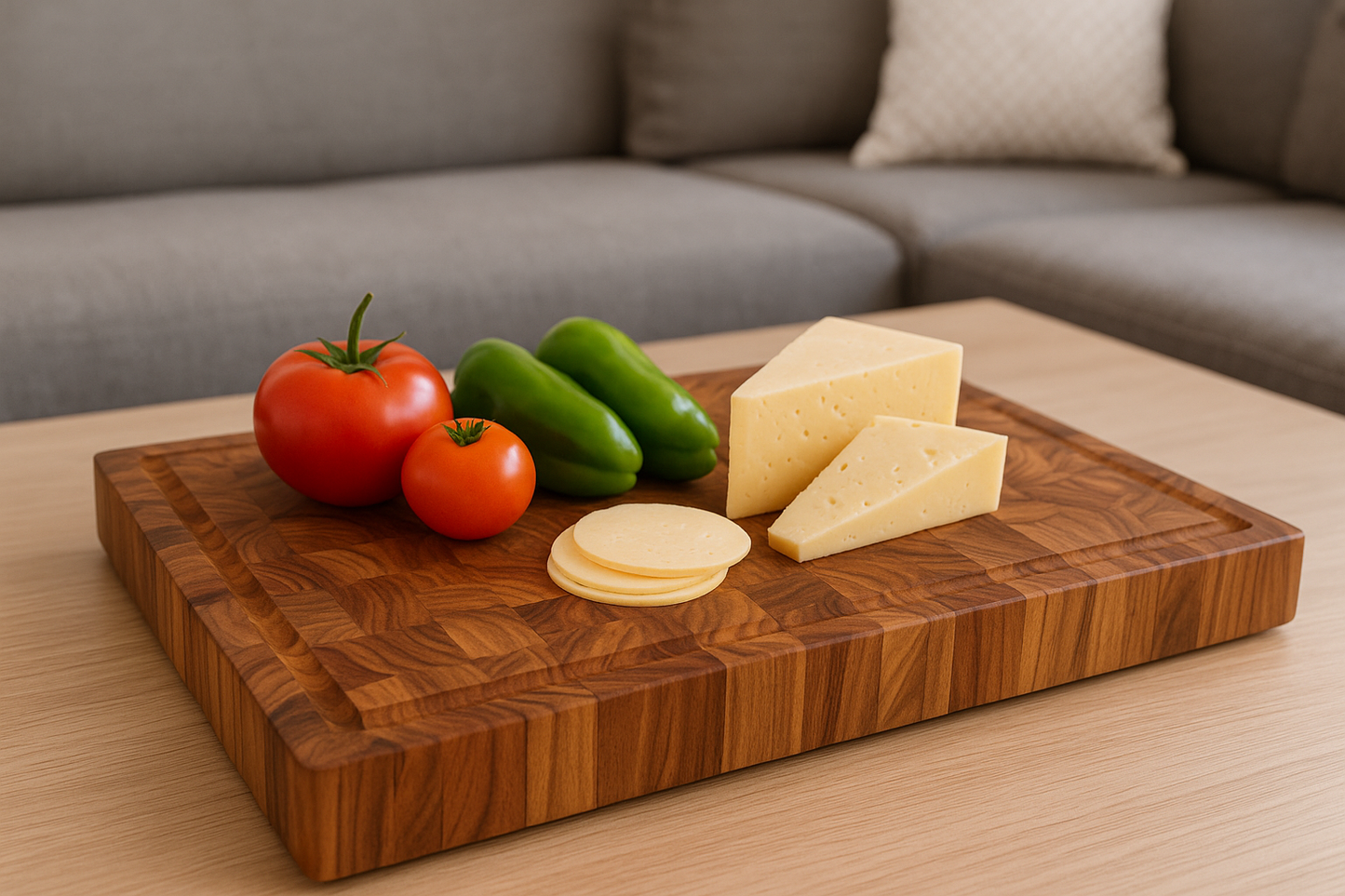 End Grain Teak Cutting Board | Butcher Block with Juice Groove