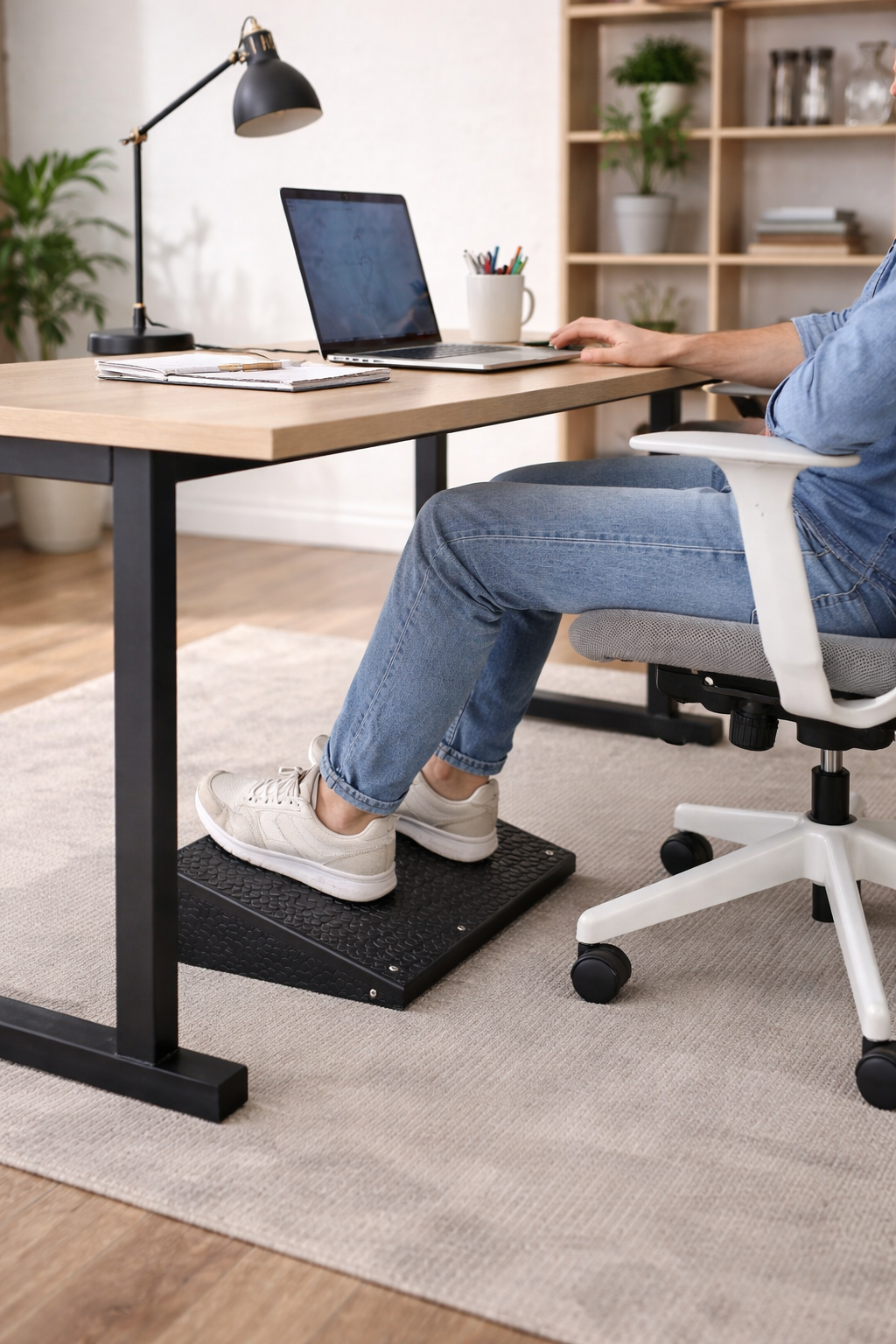 Deskvue Ergonomic Angled Foot Rest | Posture Support Wedge | Anti-Skid Mat | Stretch Wedge