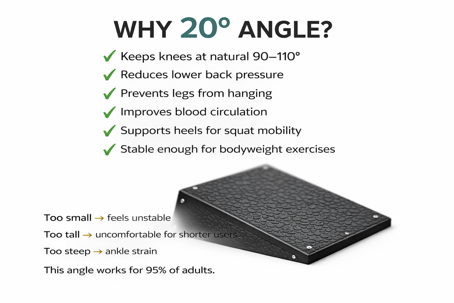 Deskvue Ergonomic Angled Foot Rest | Posture Support Wedge | Anti-Skid Mat | Stretch Wedge