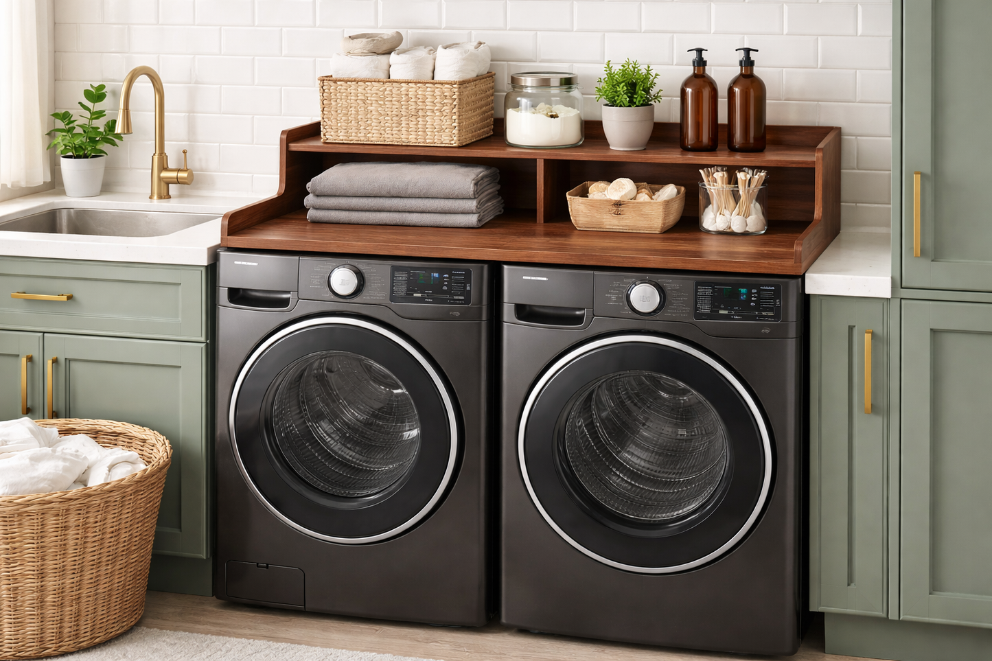 Deskvue Laundry Room Washer Dryer Topper | 2-Tier Shelf | Waterproof | Custom Size Available