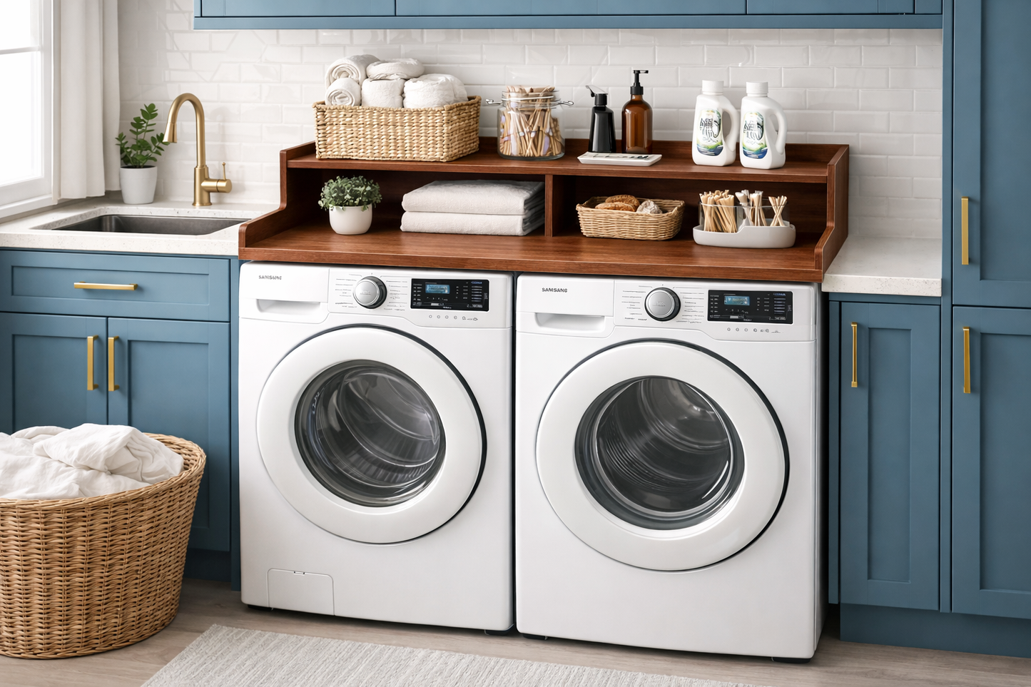 Deskvue Laundry Room Washer Dryer Topper | 2-Tier Shelf | Waterproof | Custom Size Available