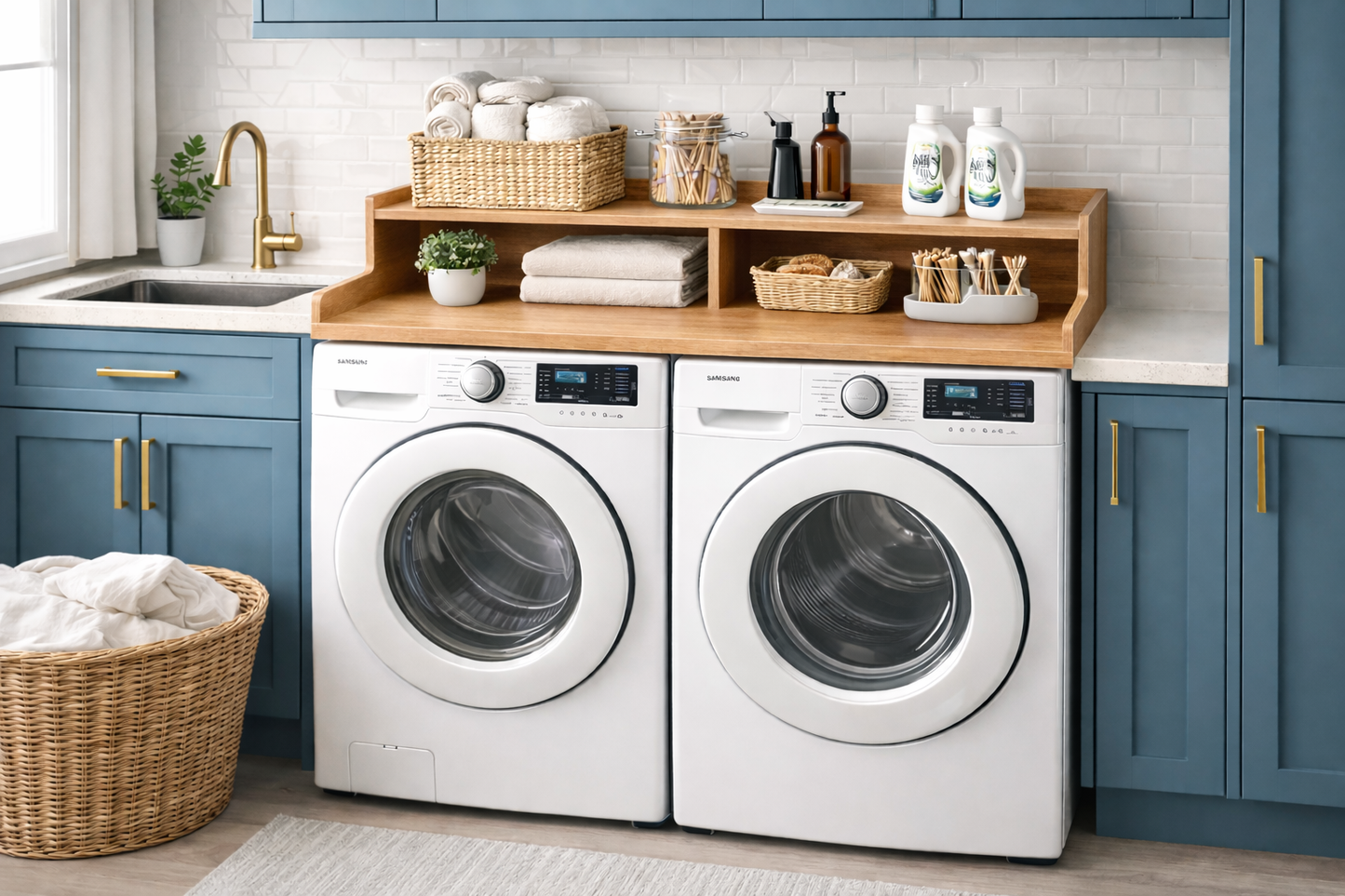 Deskvue Laundry Room Washer Dryer Topper | 2-Tier Shelf | Waterproof | Custom Size Available