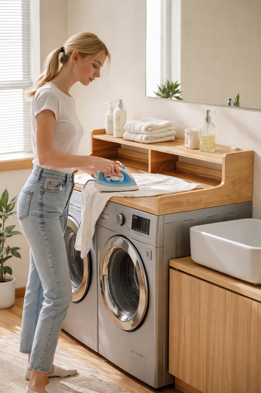 Deskvue Laundry Room Washer Dryer Topper | 2-Tier Shelf | Waterproof | Custom Size Available