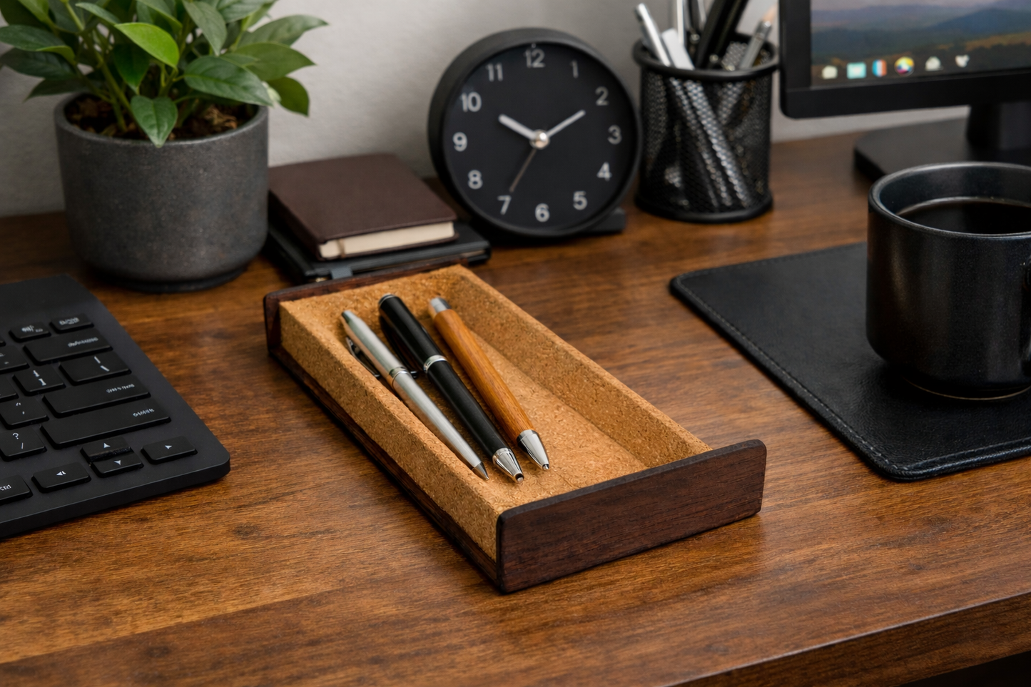 Deskvue Handmade SolidWood Desk Tray: Minimalist Desk Organizer | Accessories