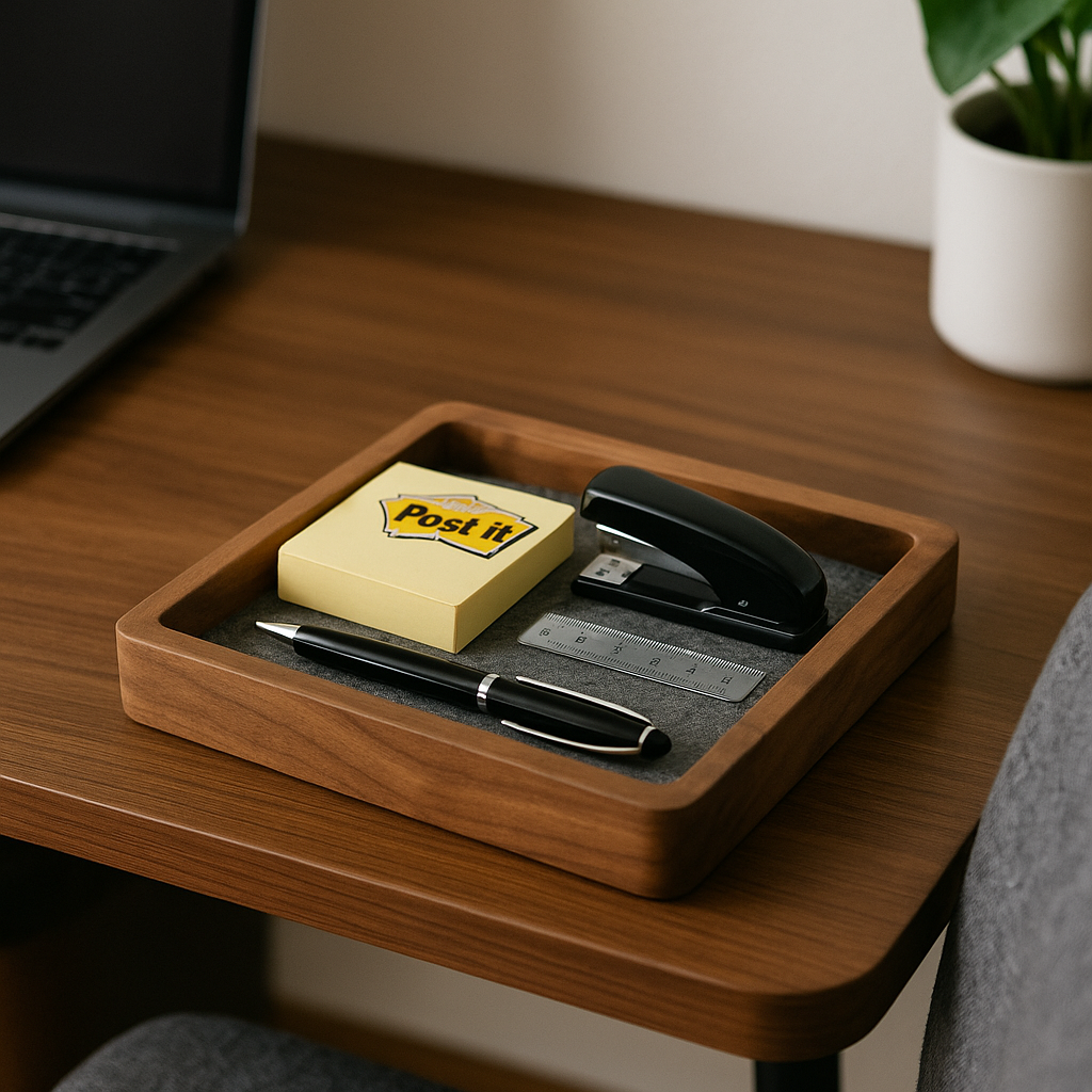 DeskVue SolidWood Valet Tray | Desk Accessories | No-Joints | Wooden Table Organizer | DeskShelf Drawer | Handmade Storage | Minimalist tray