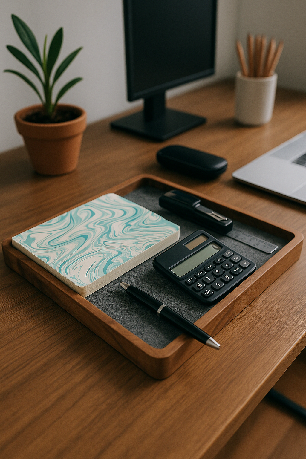 DeskVue SolidWood Valet Tray | Desk Accessories | No-Joints | Wooden Table Organizer | DeskShelf Drawer | Handmade Storage | Minimalist tray