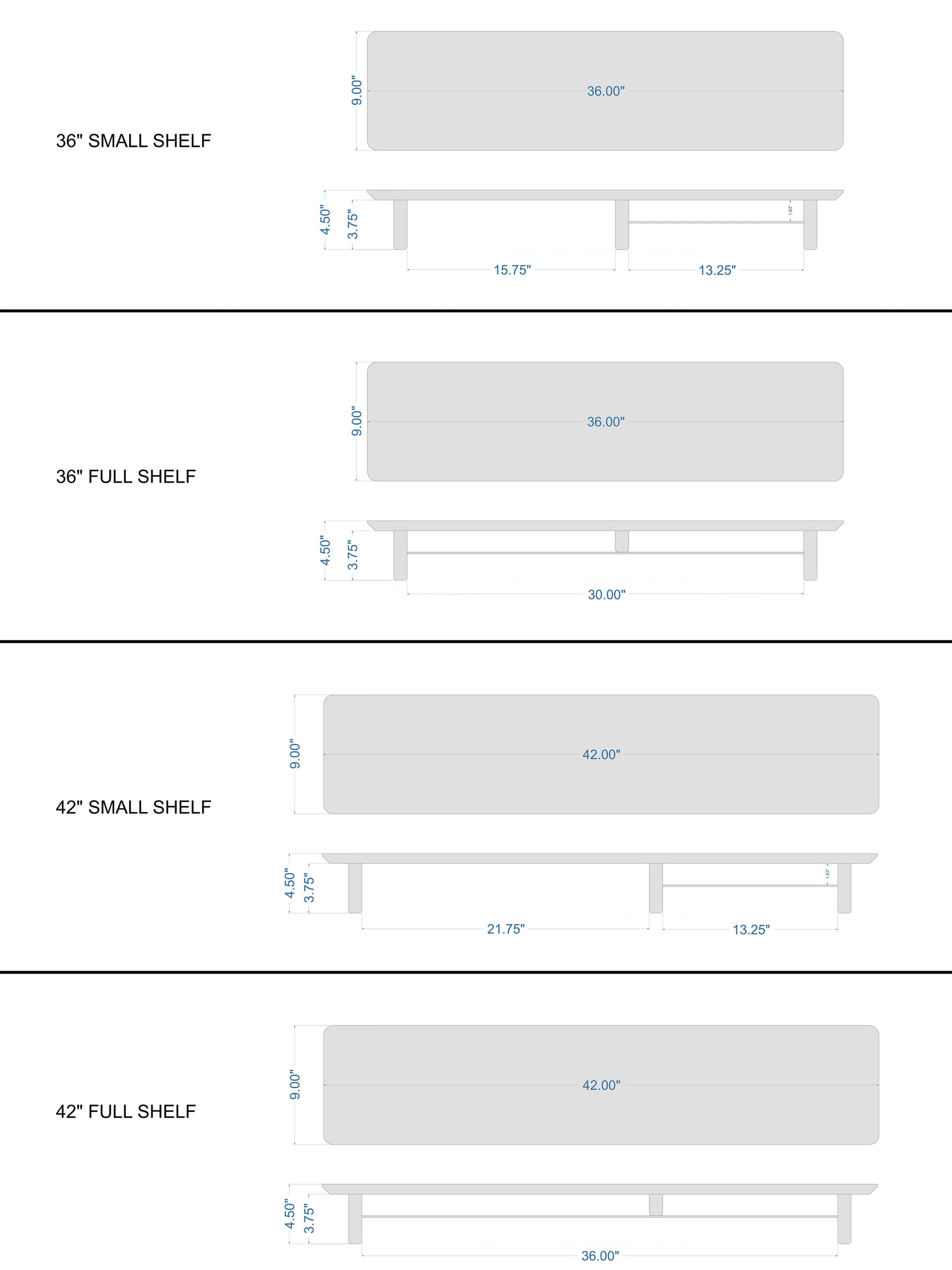 36" and 42" Desk Shelf with Undershelf | Monitor Stand | Medium Working Station | Risers