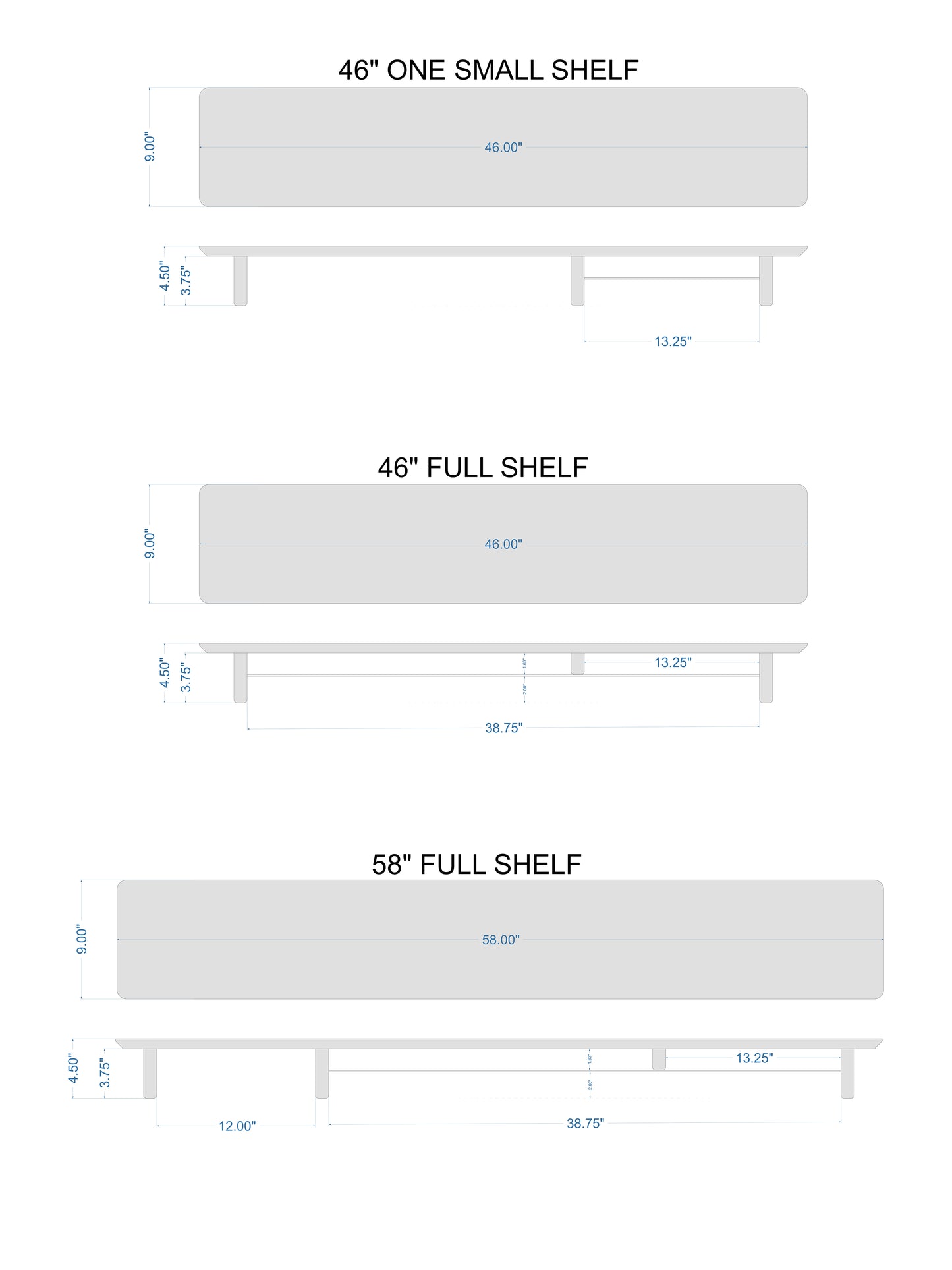 58" and 46" Desk Shelf with Undershelf | Dual Monitor Stand | Large Working Station | Riser