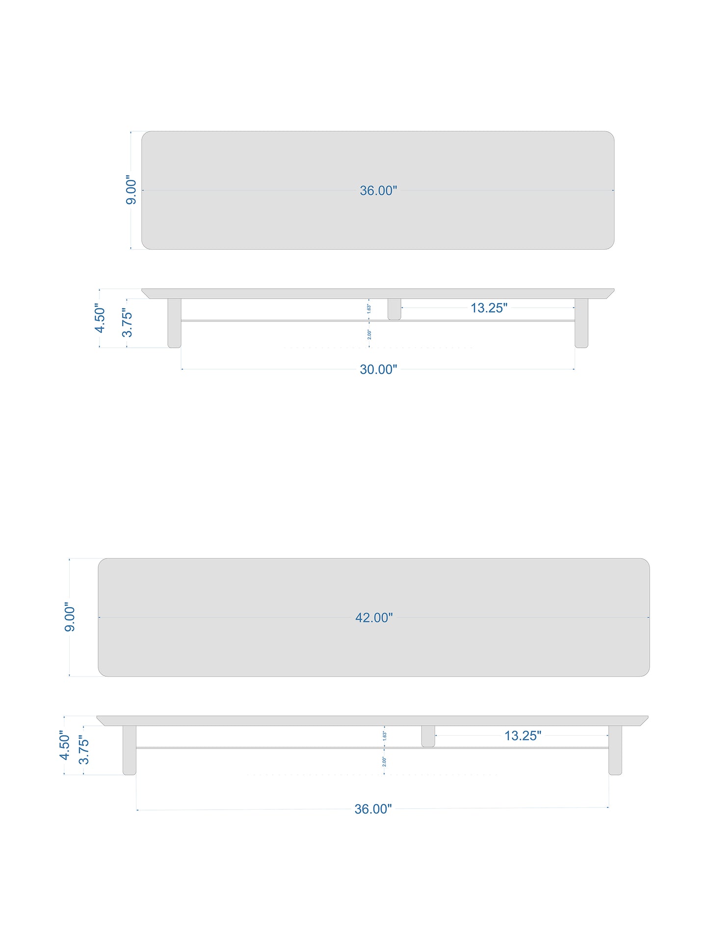36" and 42" Desk Shelf with Undershelf | Monitor Stand | Medium Working Station | Risers