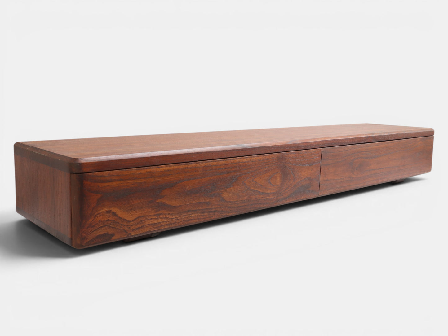 Deskvue Teakwood Monitor Stand | 2 Drawer with Cork Inserts | Workspace and Gaming Setup Organizer | No Assembly Required | Japanese Craftsmanship inspired |