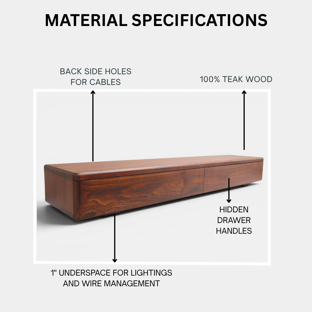 Deskvue Teakwood Monitor Stand | 2 Drawer with Cork Inserts | Workspace and Gaming Setup Organizer | No Assembly Required | Japanese Craftsmanship inspired |