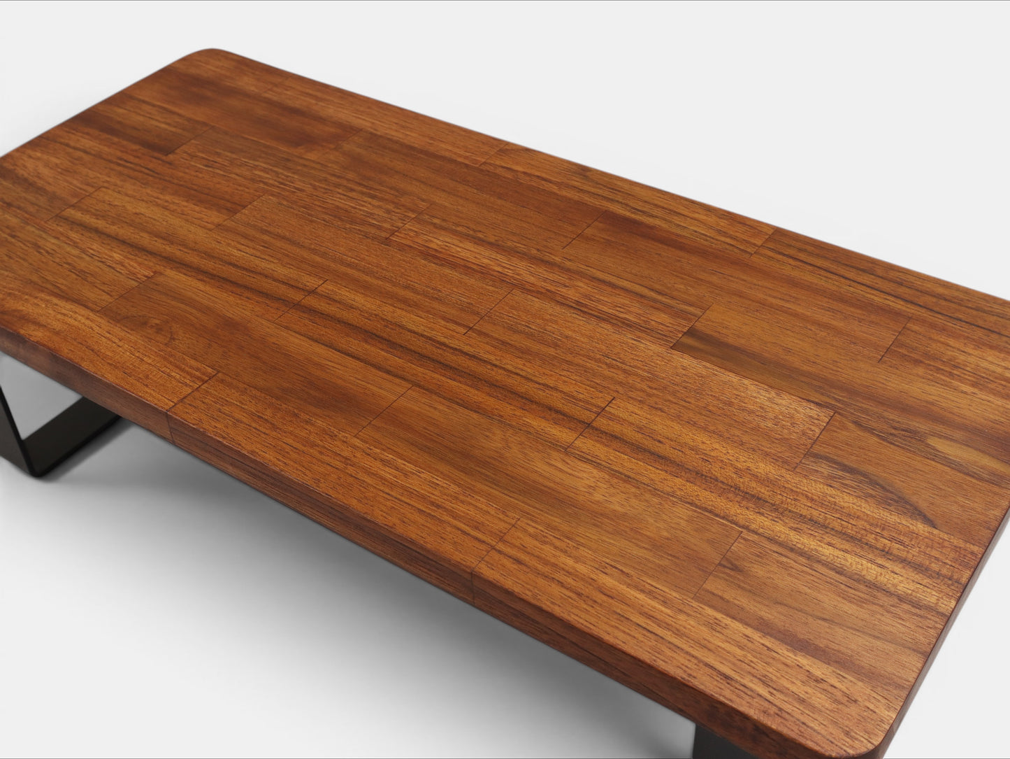 Deskvue Handmade Wooden Monitor Stand with Metal Legs | Solid Wood Monitor Riser for Desk | Ergonomic Laptop & Monitor Shelf | Rounded Edges |