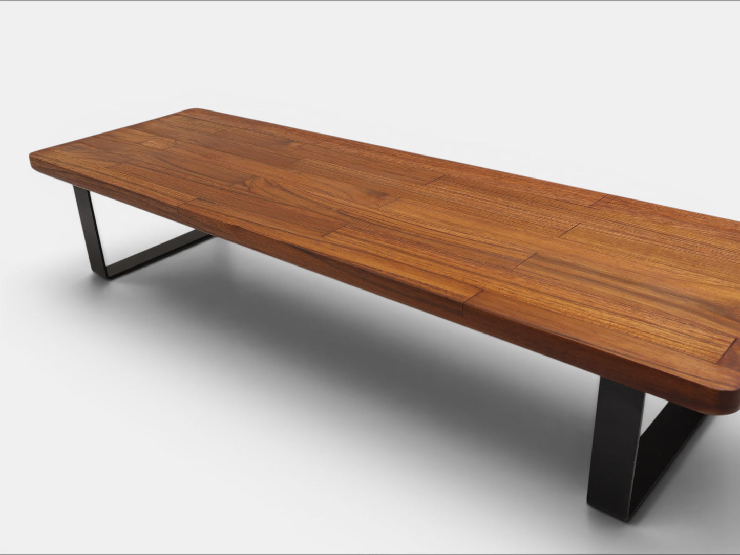 Deskvue Handmade Wooden Monitor Stand with Metal Legs | Solid Wood Monitor Riser for Desk | Ergonomic Laptop & Monitor Shelf | Rounded Edges |