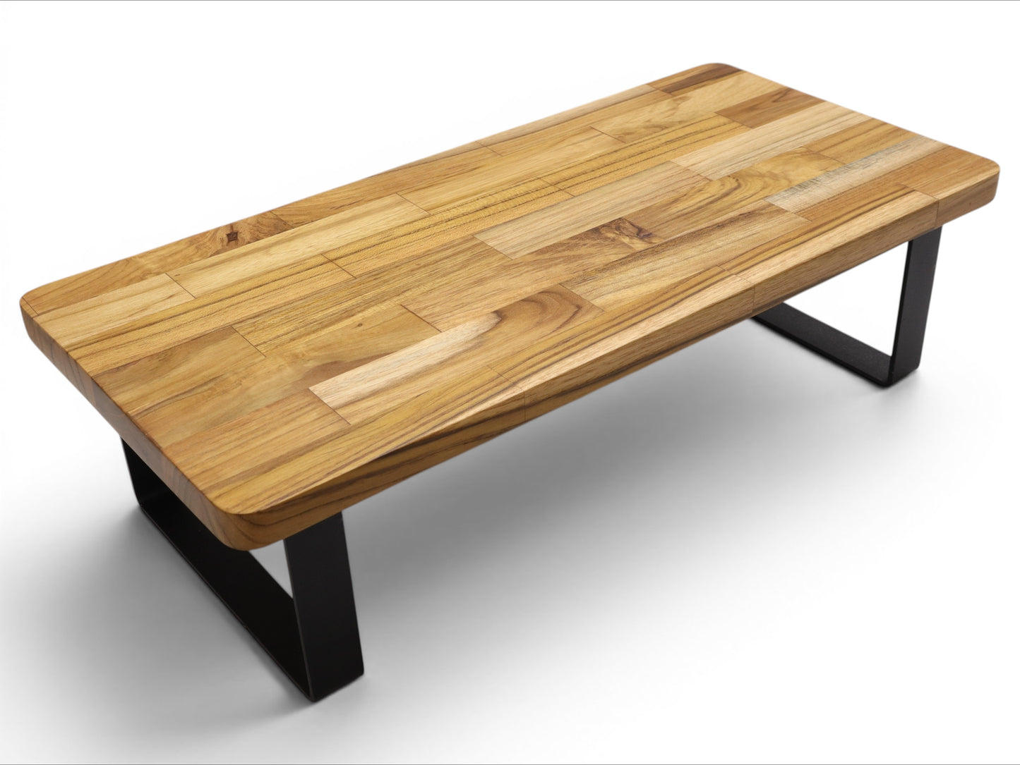 Deskvue Handmade Wooden Monitor Stand with Metal Legs | Solid Wood Monitor Riser for Desk | Ergonomic Laptop & Monitor Shelf | Rounded Edges |
