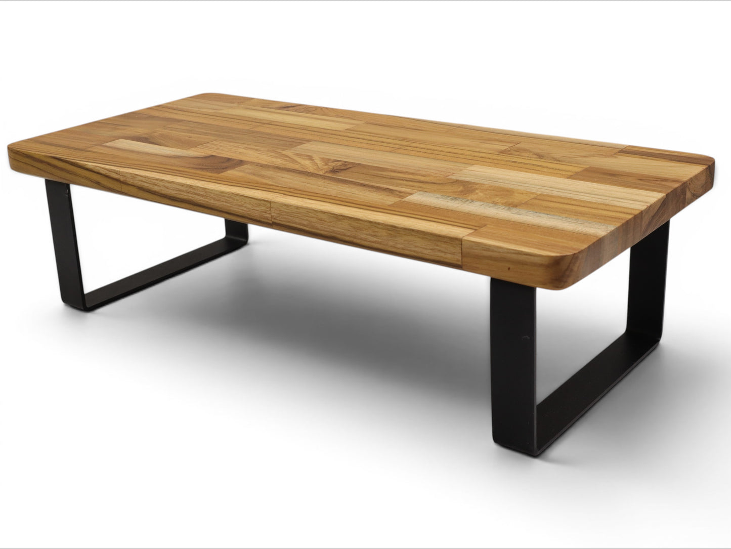 Deskvue Handmade Wooden Monitor Stand with Metal Legs | Solid Wood Monitor Riser for Desk | Ergonomic Laptop & Monitor Shelf | Rounded Edges |