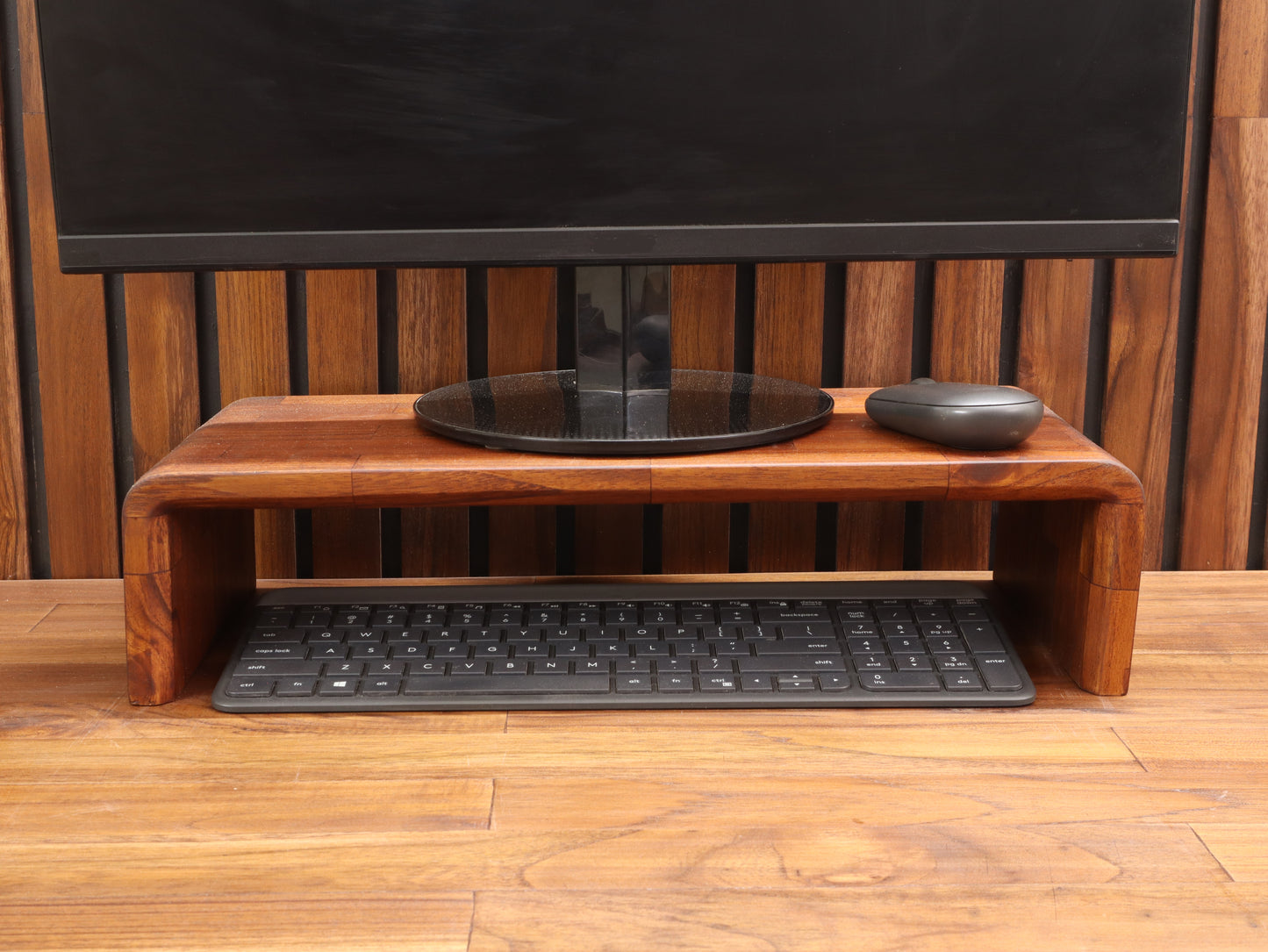Deskvue Solid Wooden Computer Monitor Stand | Handmade Wooden Monitor Riser with Rounded Edges | Karlby Styled | Desktop Organizer | Ergonomic Desk Shelf |