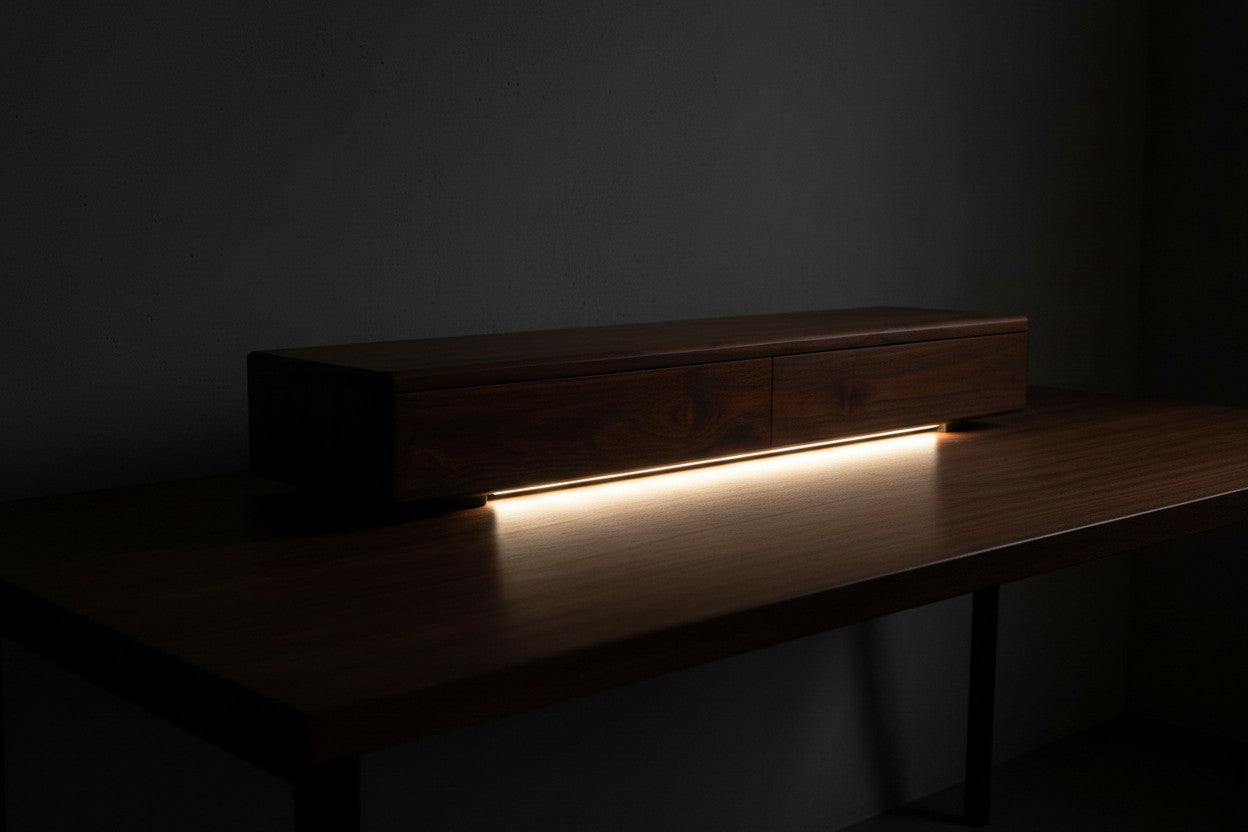 Deskvue Teakwood Monitor Stand | 2 Drawer with Cork Inserts | Workspace and Gaming Setup Organizer | No Assembly Required | Japanese Craftsmanship inspired |