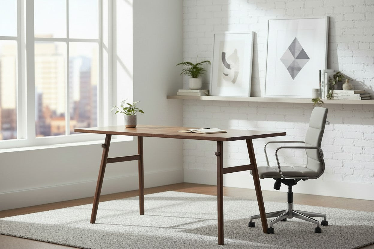 Solid Wooden Writing Desk Setup