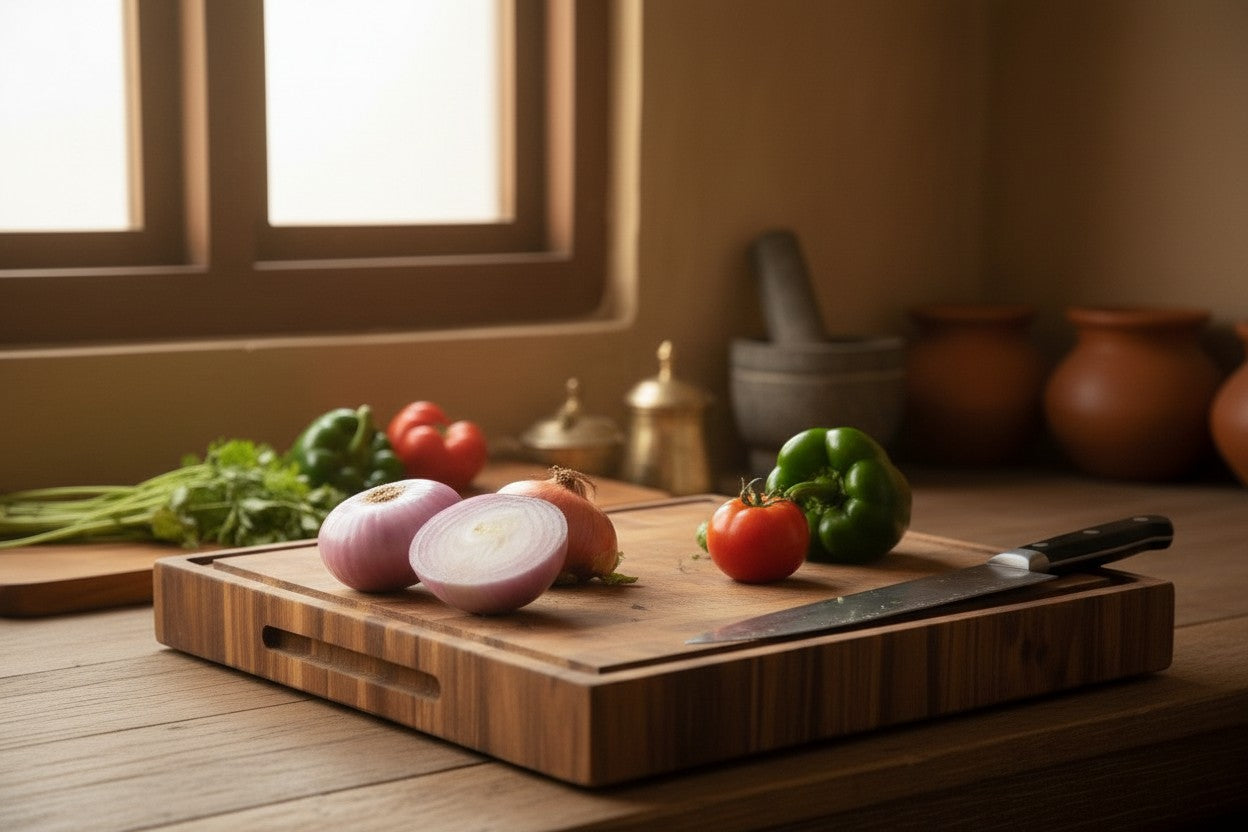End Grain Teak Cutting Board | Butcher Block with Juice Groove