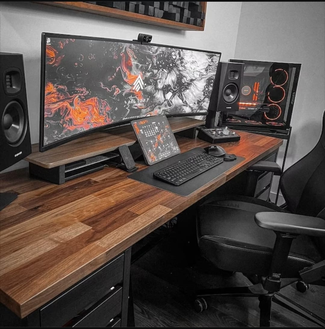 58" and 46" Desk Shelf with Undershelf | Dual Monitor Stand | Large Working Station | Riser