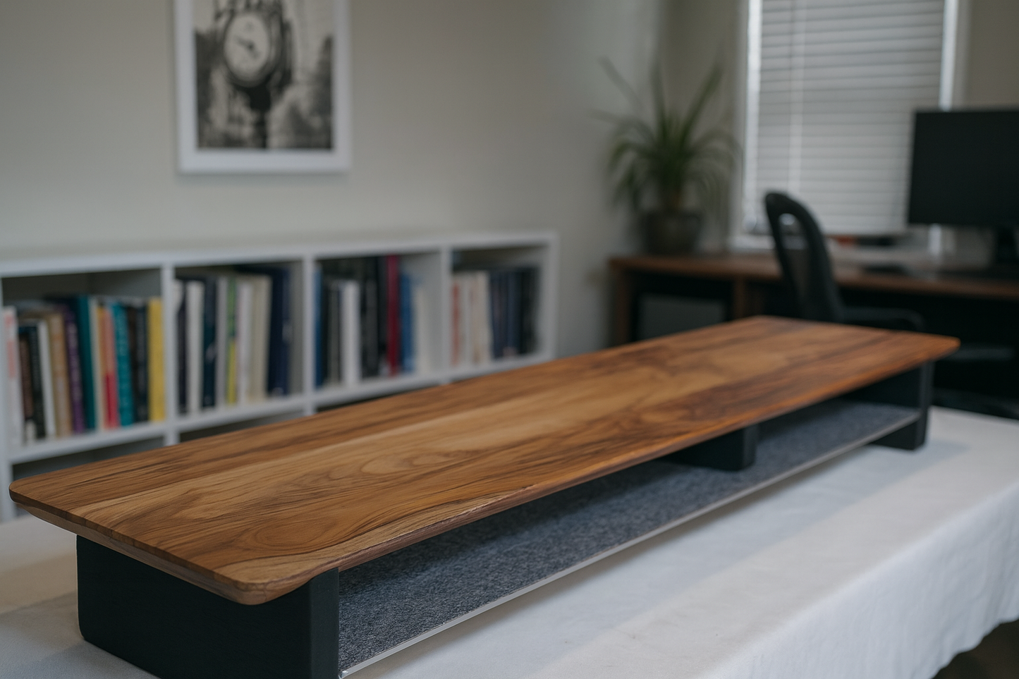 58" and 46" Desk Shelf with Undershelf | Dual Monitor Stand | Large Working Station | Riser