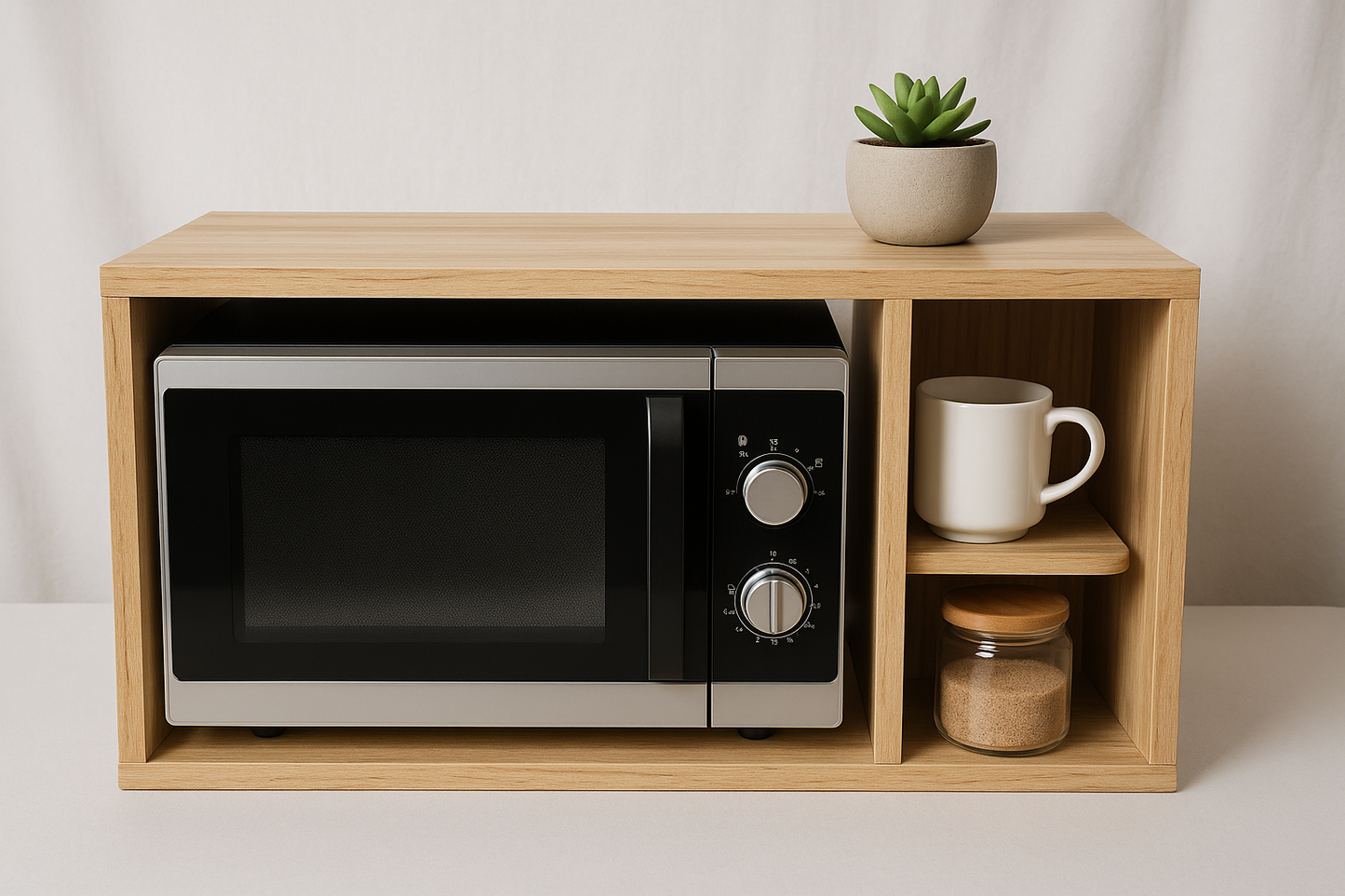 Birch Plywood Microwave Stand | Kitchen Organizer, Beverage Station