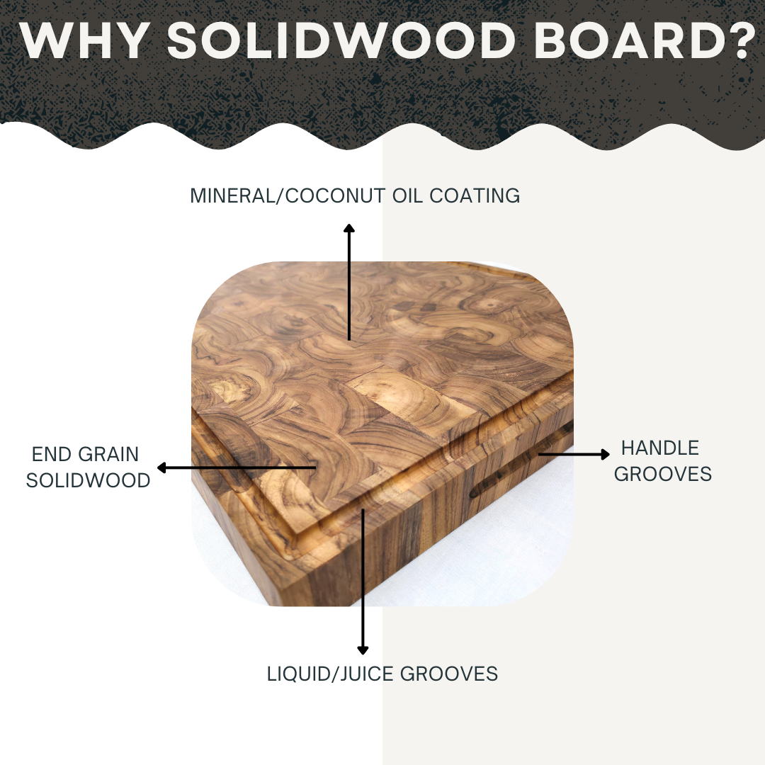 End Grain Teak Cutting Board | Butcher Block with Juice Groove