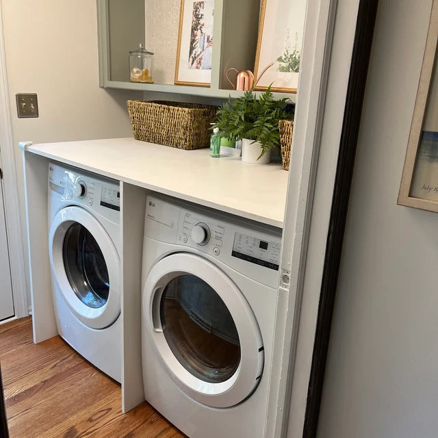 Washing Machine Rack for Laundry room | Deskvue Waterproof Birchply Laundry Room Washer Dryer Topper | Custom Size