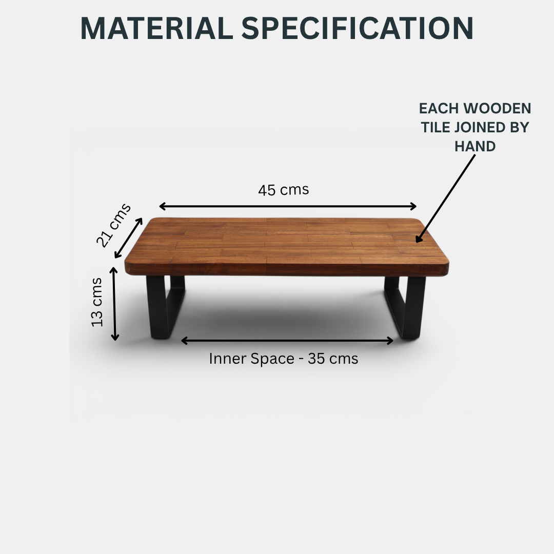 Deskvue Handmade Wooden Monitor Stand with Metal Legs | Solid Wood Monitor Riser for Desk | Ergonomic Laptop & Monitor Shelf | Rounded Edges |